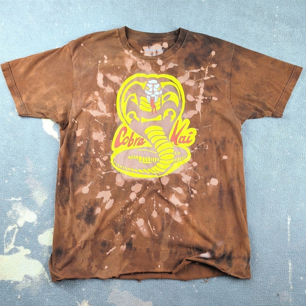 Cobra Kai Custom Bleached Tee Distressed Grunge Y2K Streetwear